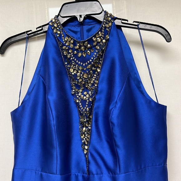 Adrianna Papell midi beaded illusion neckline cocktail dress - Picture 6 of 8